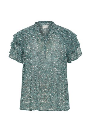 Kaffe Curve KCBELIA - Blouse - teal black white graphic