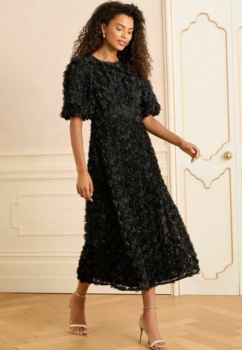 Love & Roses REGULAR FIT - TEXTURED PUFF CREW NECK - Cocktail dress / Party dress - black rose/black
