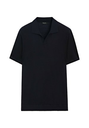 Massimo Dutti, SHORT SLEEVE WOOL BLEND KNIT POLO SHIRT - Poloshirt - dark blue