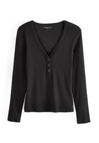 Next HENLEY BUTTON STANDARD - Bluză cu mânecă lungă - black