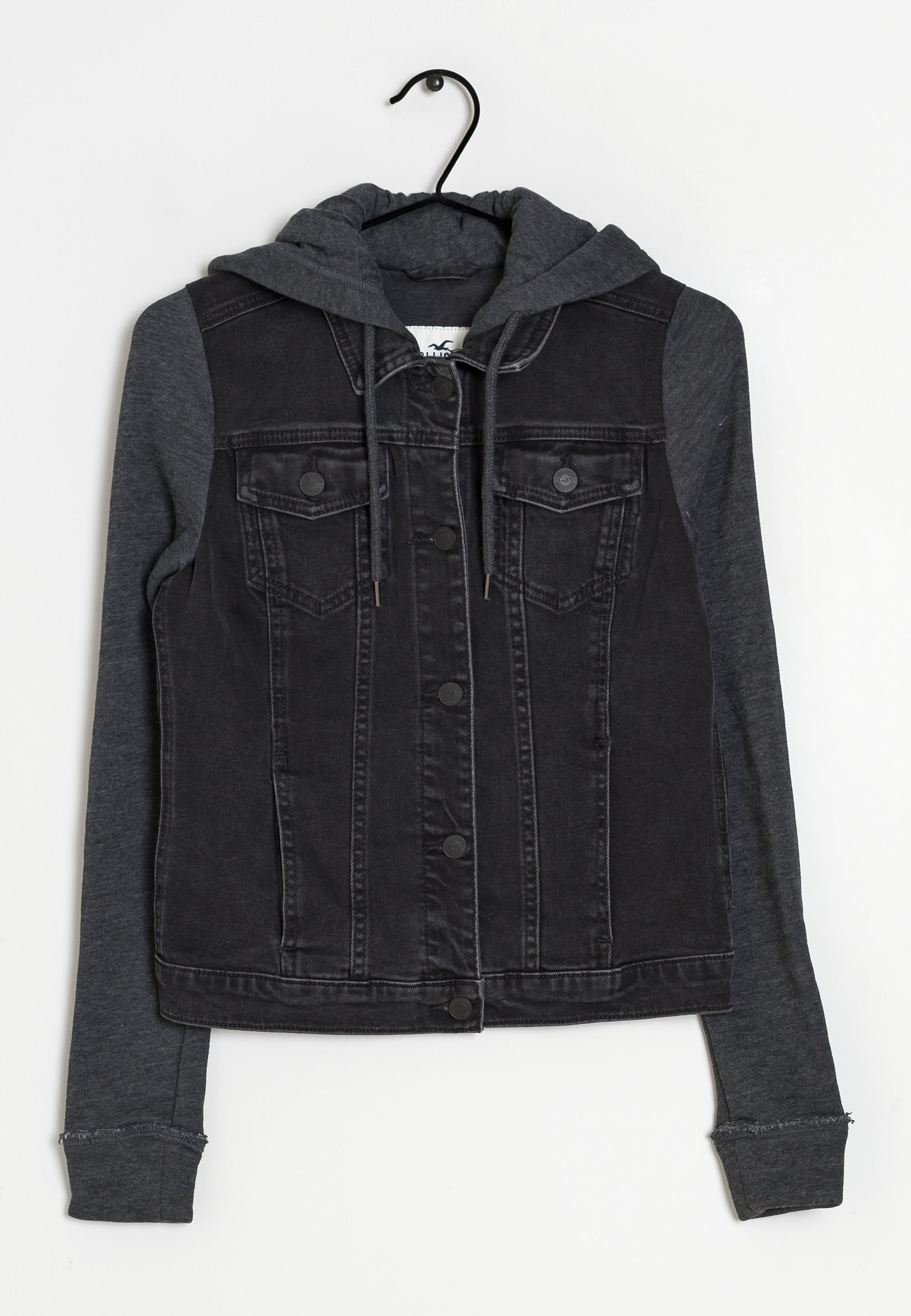 Hollister Denim jacket black/mottled dark grey (Pre-owned