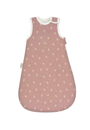 Schlafsack aus Baumwolle in sanftem Rosarot mit cremefarbenen Akzenten. Verfügt über ein Blättermuster, ärmelloses Design und sicheren Druckknopfverschluss.
