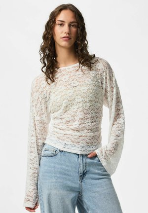 Pieces, LONG SLEEVED TOP PCALLI LACE - Blouse - bright white