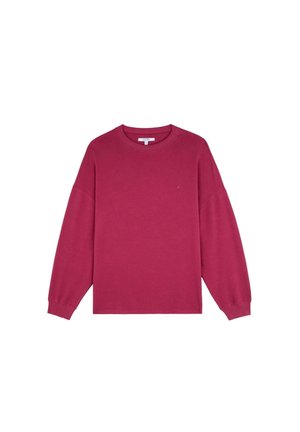 Fuchsia lange mouwen sweatshirt met een ronde hals en geribbelde manchetten, gemaakt van zachte katoenen stof. Voorzien van een klein logo op de borst.