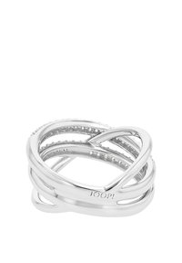 Sömlös silverring med sammanflätade band, med en slät finish och små inlagda stenar för extra detalj. Märkt med "JOOP!" på insidan.