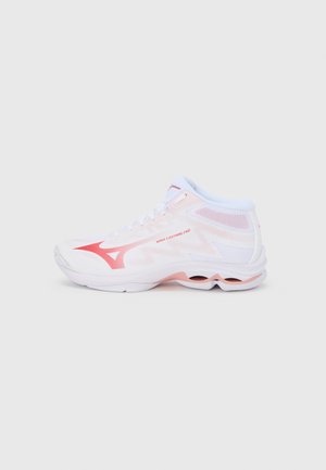 WAVE LIGHTNING PRO MID - Lentopallokengät - white/rose elegance/lava falls