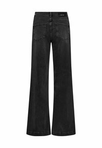 Svarta vida jeans med hög midja, med en bakfickdesign och en mjuk yta. Finns i denimtyg.