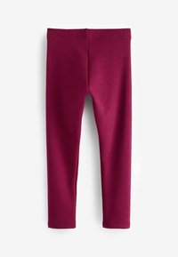 Bordeaux leggings lavet af blødt bomuldsblandingsmateriale. Tætsiddende design med elastisk talje og ingen synlige sømme. Glat tekstur, fuld længde.