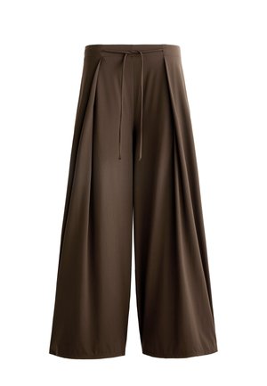 OYSHO LIGHT TOUCH PLEATED WIDE-LEG - Broek - brown