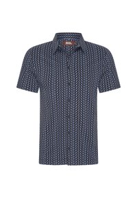 Lyhythihainen nappipaita tummansinisellä pohjalla, jossa on vaaleansinisiä sakarat. Ominaisuuksiin kuuluu klassinen kaulus ja normaali istuvuus. Materiaali on kevyttä kangasta.