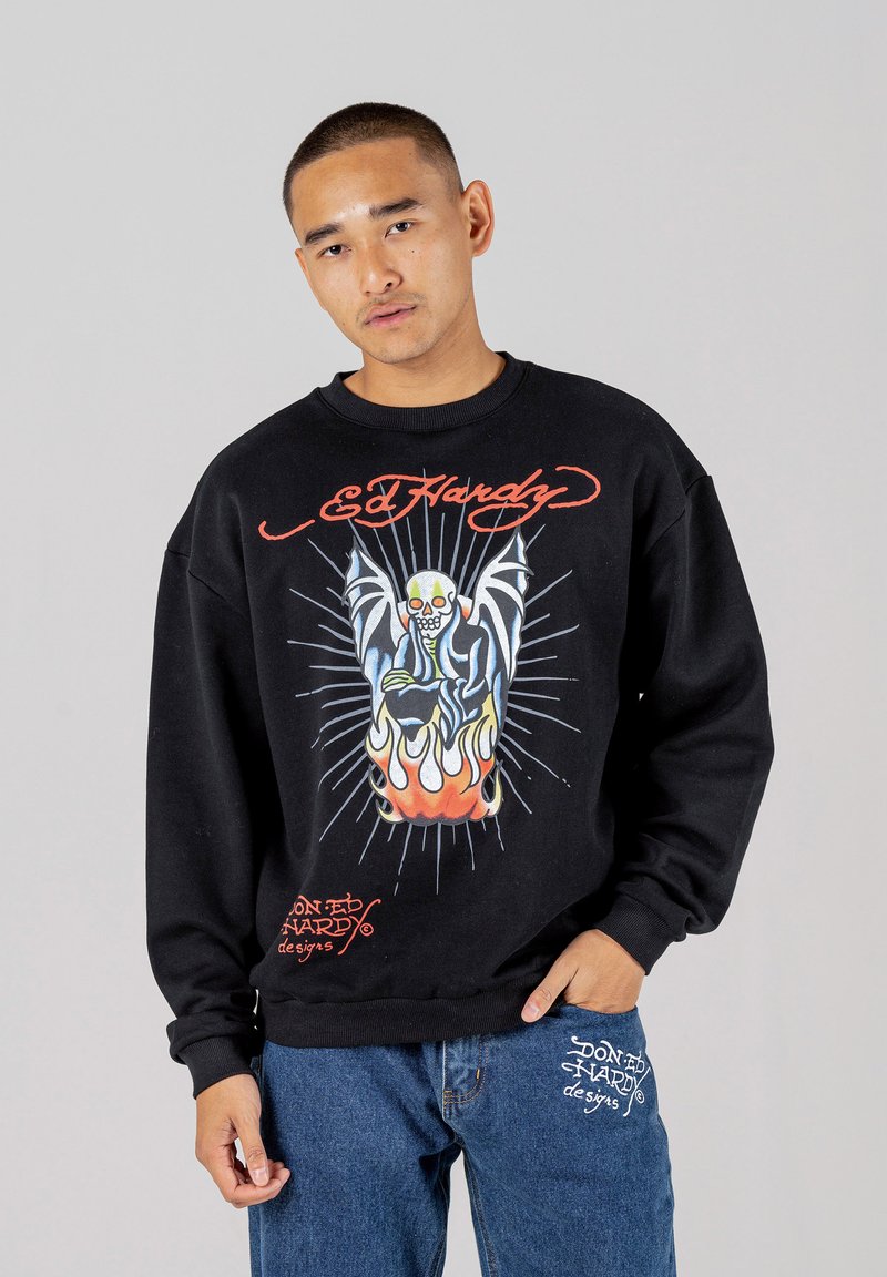 Ed Hardy - FLAMING DEVIL - Sweatshirt - black, Vergrößern