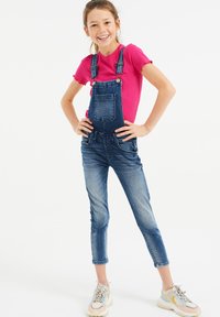 WE Fashion MET STRUCTUUR - Majica kratkih rukava s printom - pink