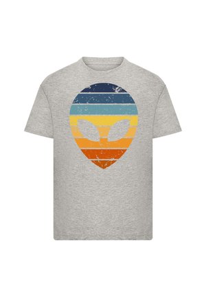 ALIEN SONNENUNTERGANG RETRO - Print T-shirt - heather grey