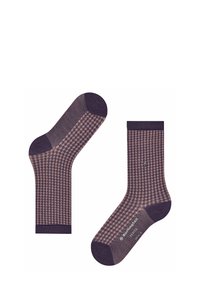 Calze in cotone misto con motivo a scacchi in mauve e viola scuro, con polsini rinforzati e dettaglio del logo sulla suola.