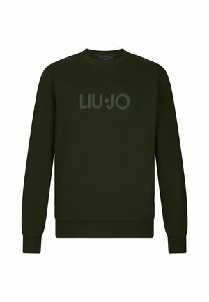 Tamnozeleni dukserica s dugim rukavima, okruglim izrezom i utisnutim logotipom "LIU·JO" u tamnijoj nijansi. Mekana tekstura, ležeran kroj.