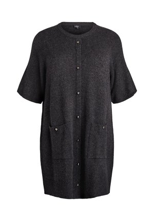 KURZES MIT KURZEN ÄRMELN UND KUGELKNÖPFEN - Svetríkové šaty - dark grey melange