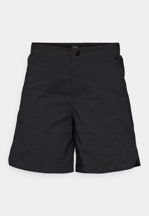 Sorte shorts lavet af letvægtsstof, med knaplukning og to sidelommer. Simpelt design med rene linjer og minimal detaljer.