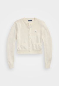 COTTON BLEND CREWNECK CARDIGAN - Strickjacke - white