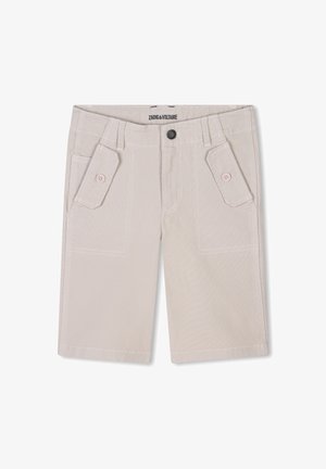 Beige katoenen shorts met twee zijzakken. Kenmerkt zich door knoopaccenten en subtiele stikdetails. Recht gesneden pijpen en een casual ontwerp.