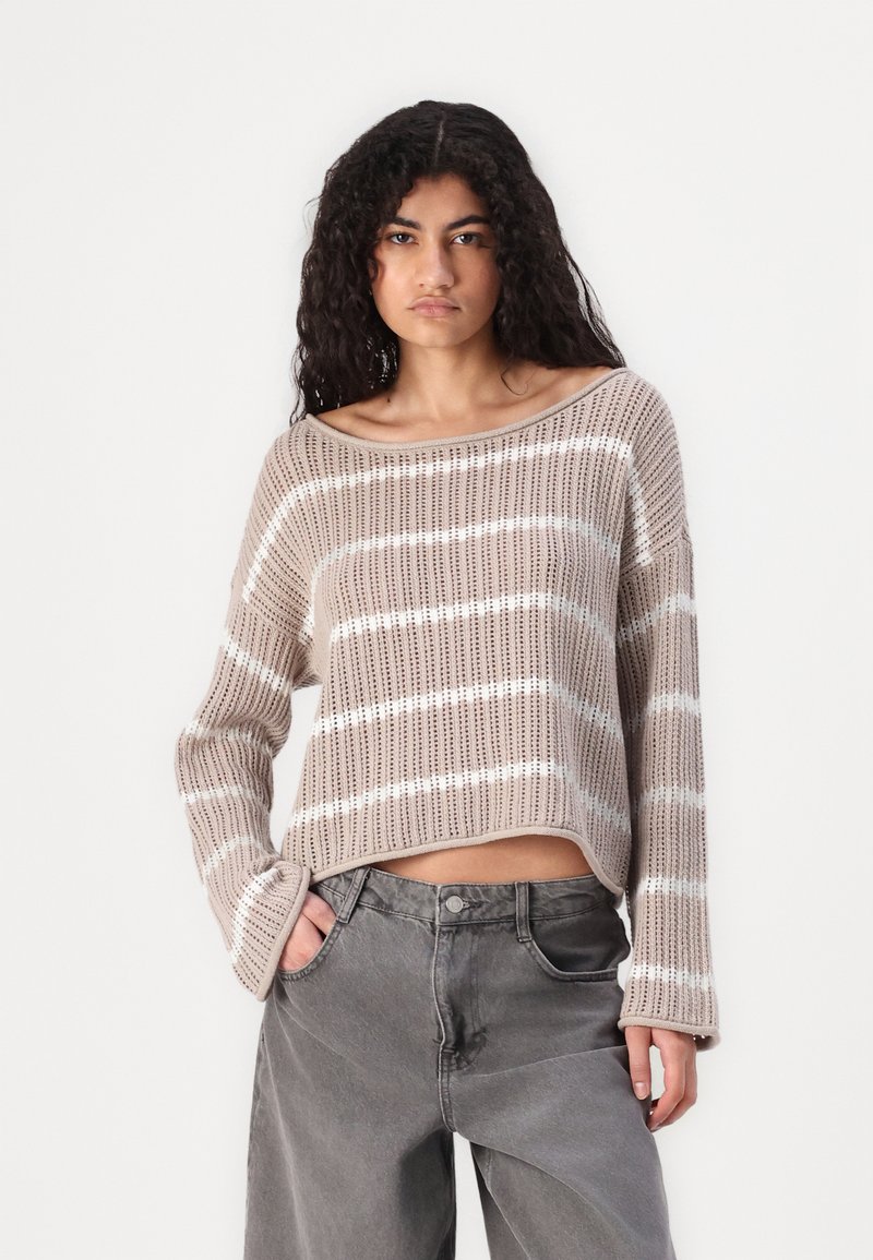 Hollister STITCHY Strickpullover oatmeal/white/taupe