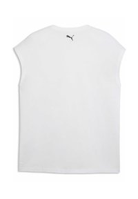 T-shirt blanc sans manches en tissu lisse, doté d'un col rond et d'un logo noir brodé dans le haut du dos. Coupe régulière.