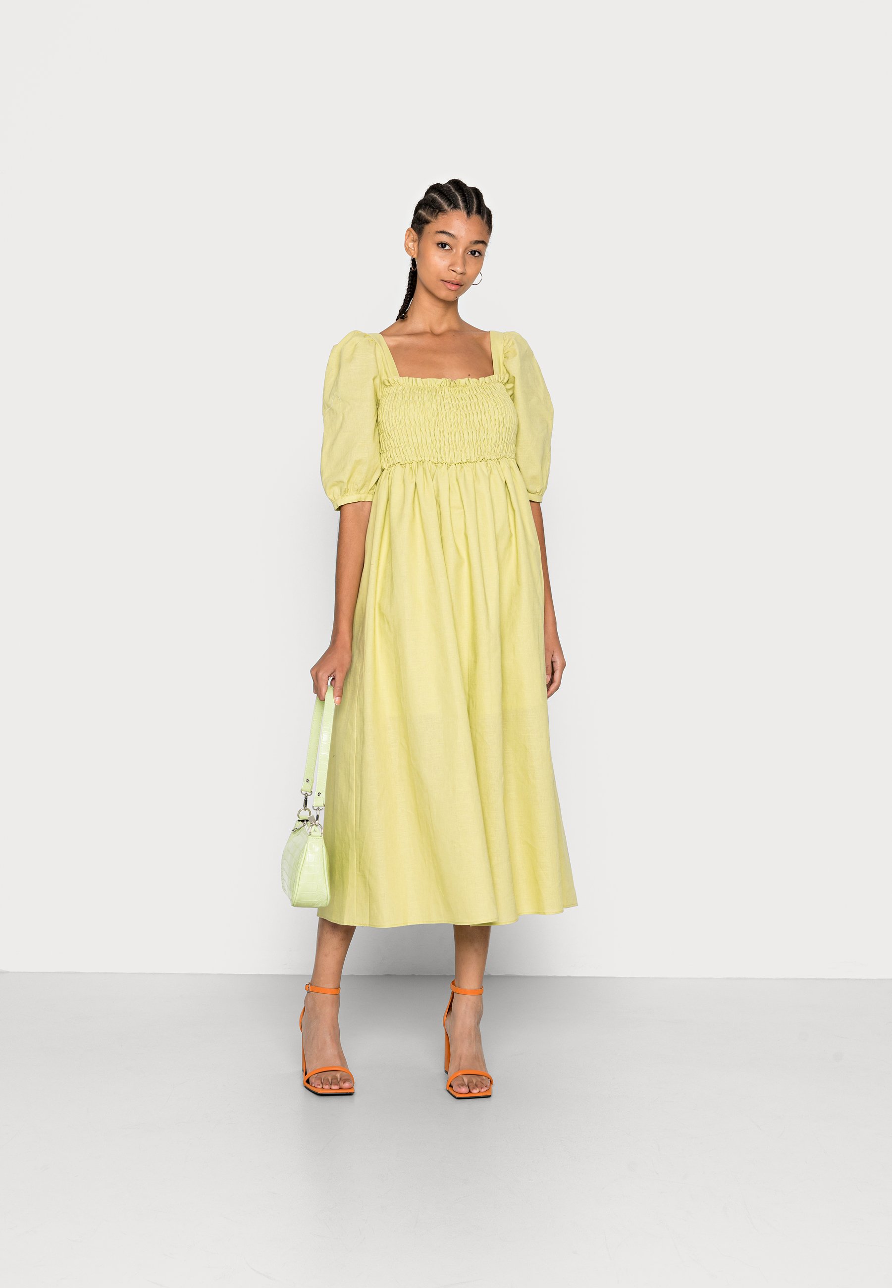midi day dress with sleeves