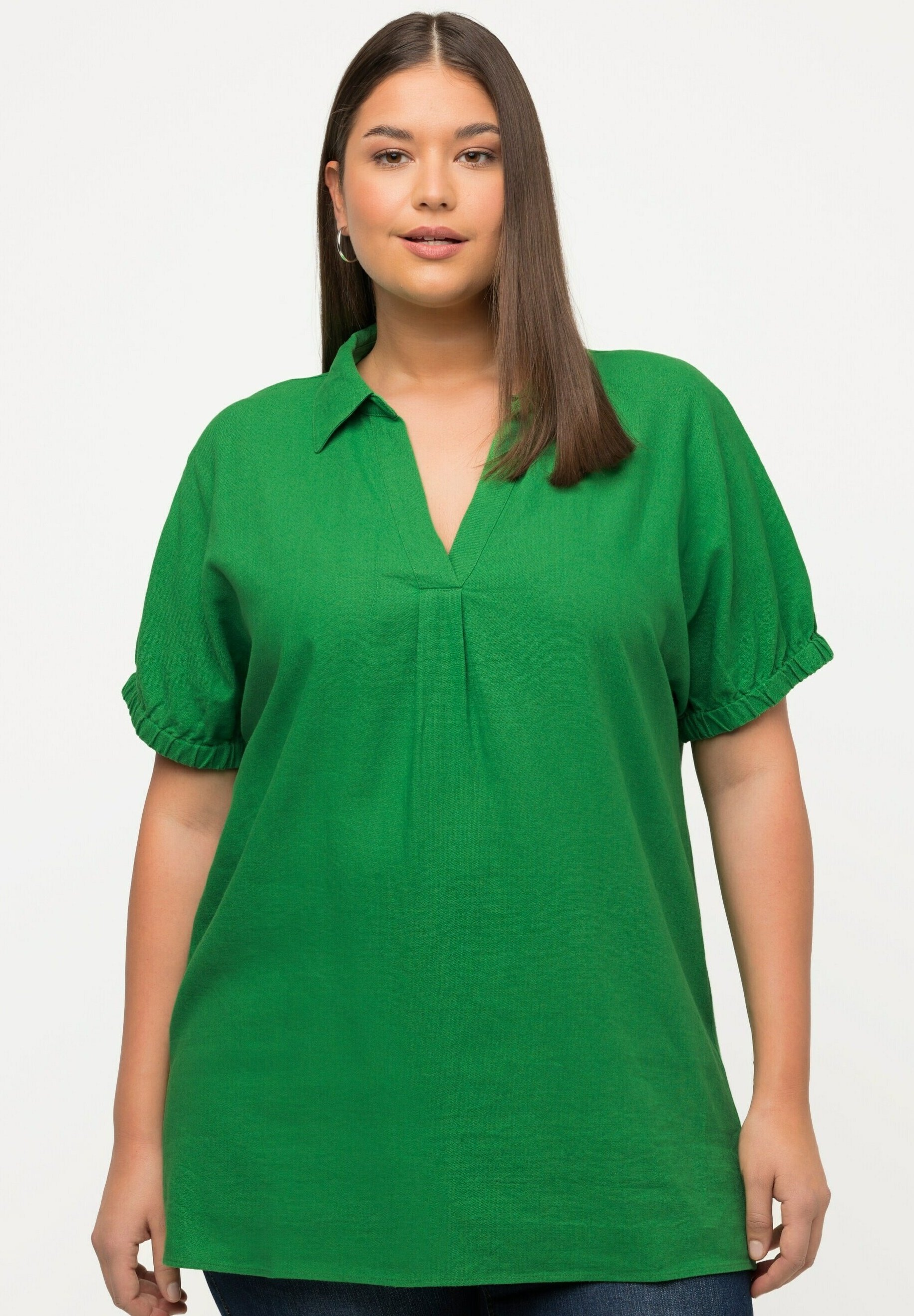Chemisier (blouse) Imprimé Femme GARÇONNE - Taille Unique Jusqu'au 46 - Couleur Verte, Motifs Divers - Occasion TBE