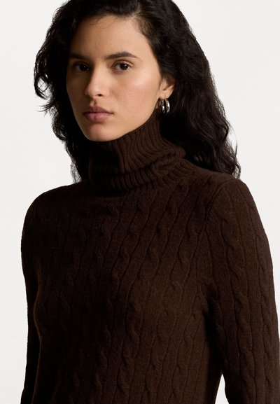 Polo Ralph Lauren CABLE WOOL-CASHMERE TURTLENECK DRESS - Kampsunkleit - cedar heather