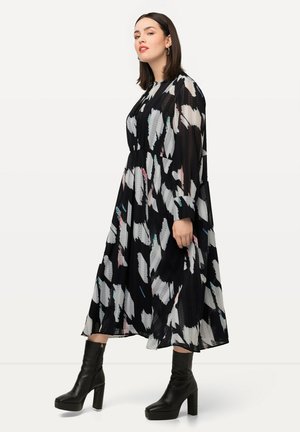 Ulla Popken Floral Palazzo Trousers in Black