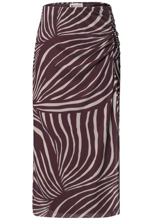 Street One, MIDI-ROCK AUS MESH MIT PRINT - Jupe trapèze - rustic rouge