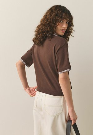 Next, REGULAR FIT - SHORT SLEEVE LAYERED POLO TOP - Poloshirt - chocolate brown stripe