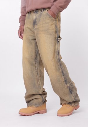 YOURTURN UNISEX  - Asztalos farmerek - blue denim/ yellow tint