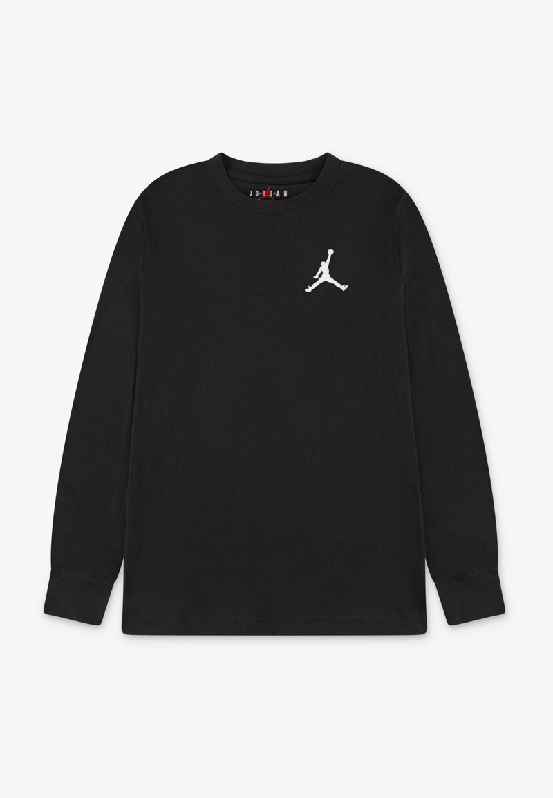 Czarna koszulka z długim rękawem wykonana z bawełny, z białym logo Jumpman na lewej piersi. Miękka w dotyku, z okrągłym dekoltem.