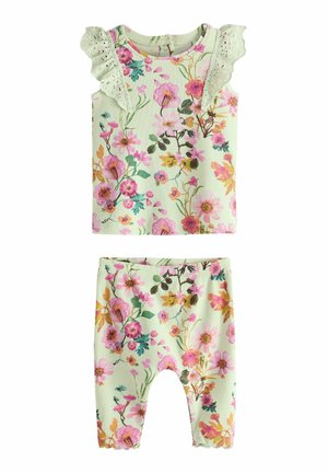 SET  - REGULAR FIT - Tamprės – kelnės - sage green floral