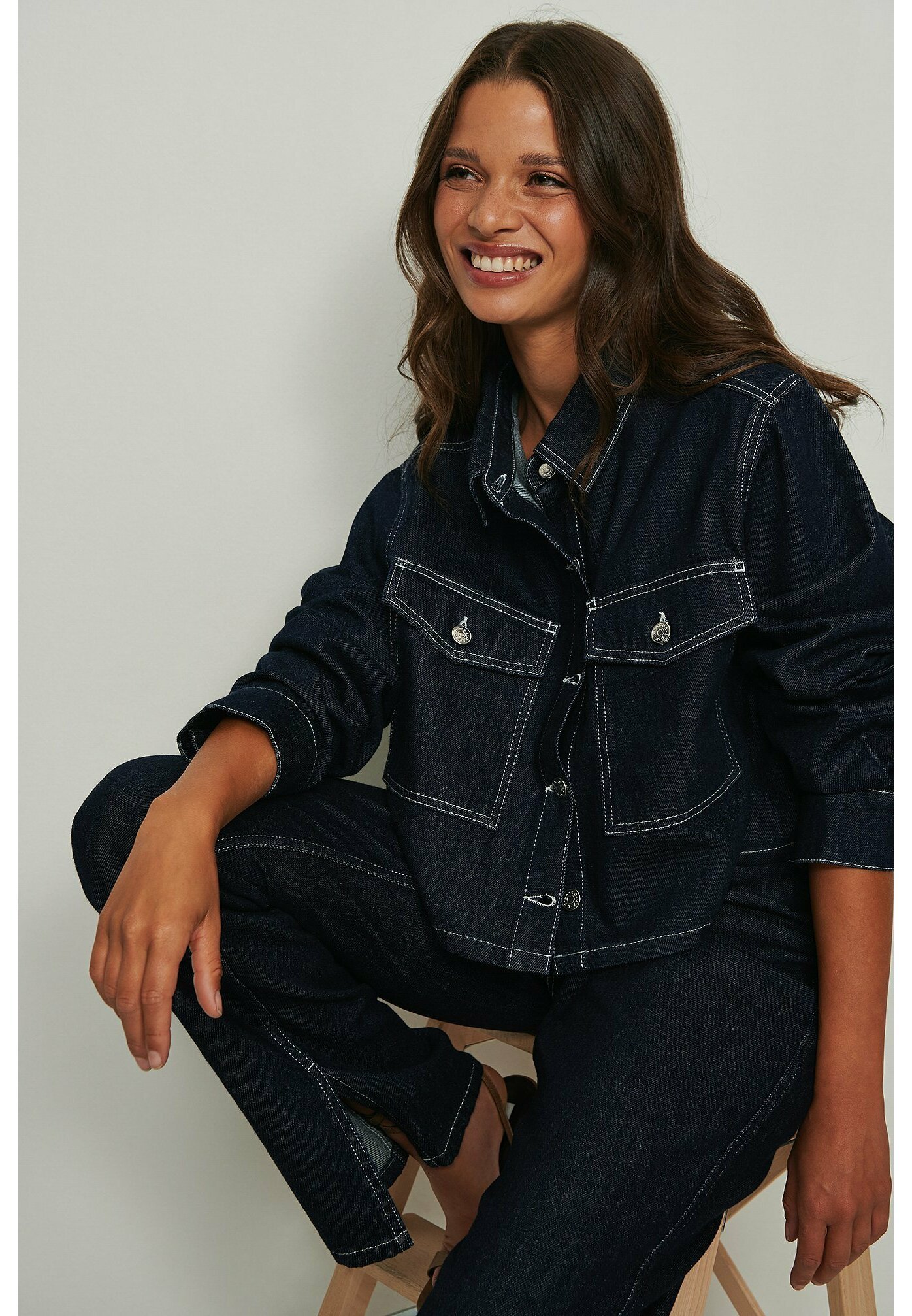 NA-KD Denim jacket - Rinse Denim/blue 
