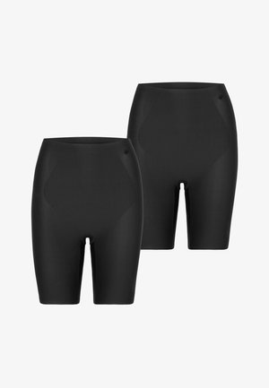 Musta korkeavyötäröinen pyöräilijöiden shortsit, valmistettu joustavasta ja sileästä materiaalista. Malli on vartaloa myötäilevä, ja siinä on hillitty logo.