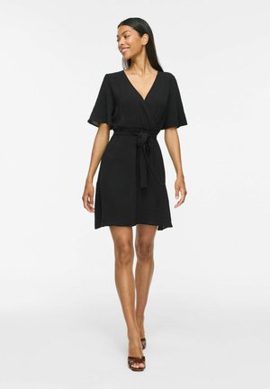 VILA WRAP DRESS SHORT - Robe de jour - black