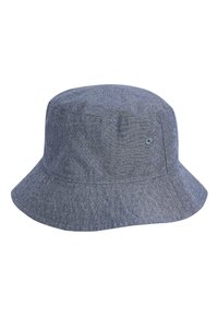 Cappello a secchiello in tessuto grigio con tesa larga, corona tonda e dettagli a occhiello sui lati. Realizzato in materiale strutturato per un comfort maggiore.