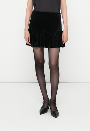 NMCAINS SHORT STONE PEPLUM SKIRT - Minijupe - black