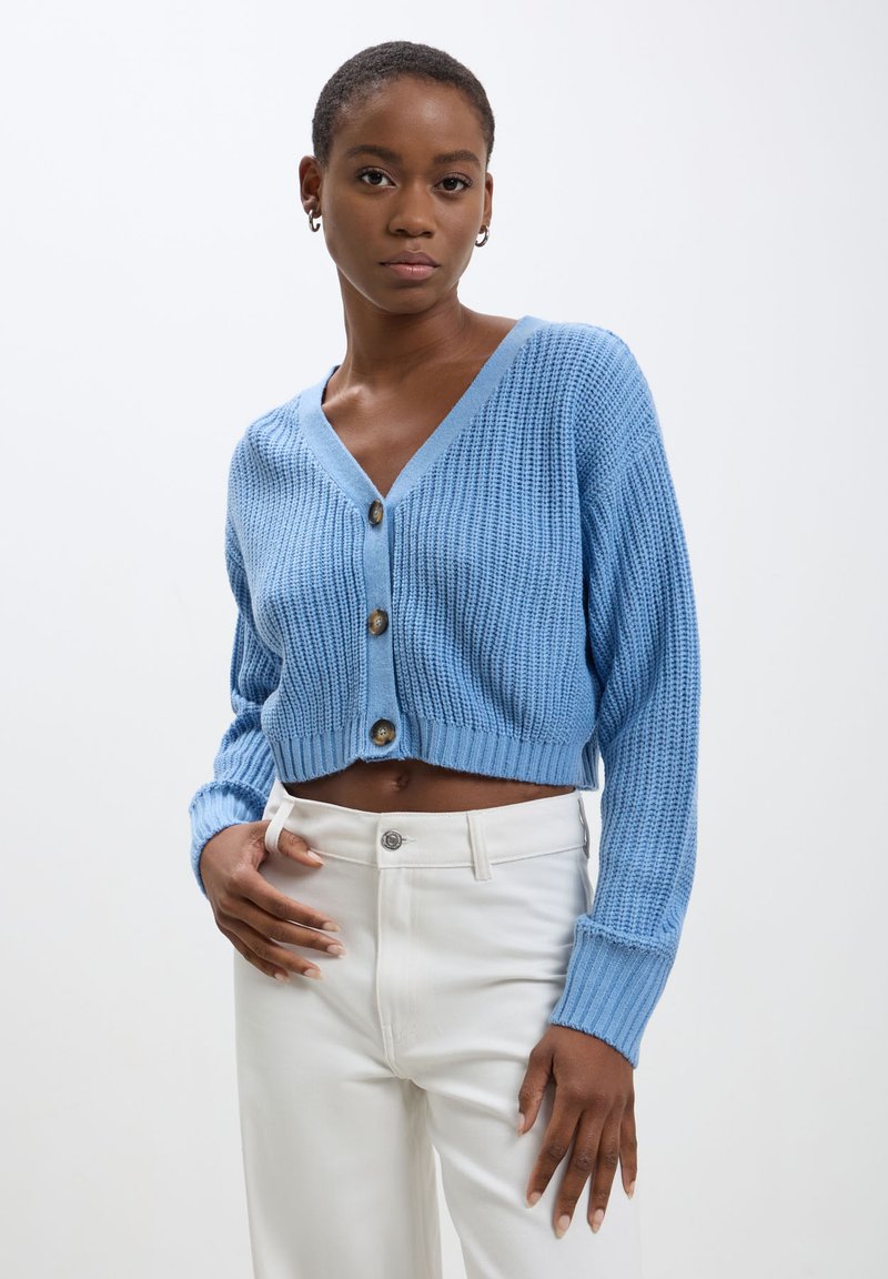 Calliope CROP - Cardigan - azzurro