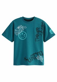 Next GRAPHIC SHORT SLEEVE 2 PACK STANDARD - Marškinėliai su spaudiniu - teal blue white graffiti