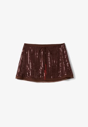 B.ANGEL, BROWN SEQUIN MINI SKIRT - Minifalda - brown