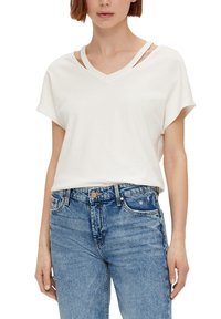 s.Oliver MIT CUT OUTS - T-Shirt basic - ecru