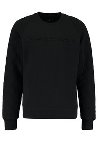 Černá mikina se vzorovanými rukávy, žebrovanými manžetami a spodním lemem. Na přední straně se nachází vyvýšené logo G-Star Raw. Vyrobeno z měkké směsi bavlny.