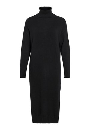 VILA VIRIL ROLL NECK MIDI - NOOS - Svetríkové šaty - black