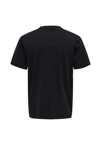Schwarz Baumwoll-T-Shirt mit kurzen Ärmeln, Rundhals und einfarbigem Design. Die Rückansicht zeigt einen einfachen und sauberen Abschluss ohne Muster oder Akzente.