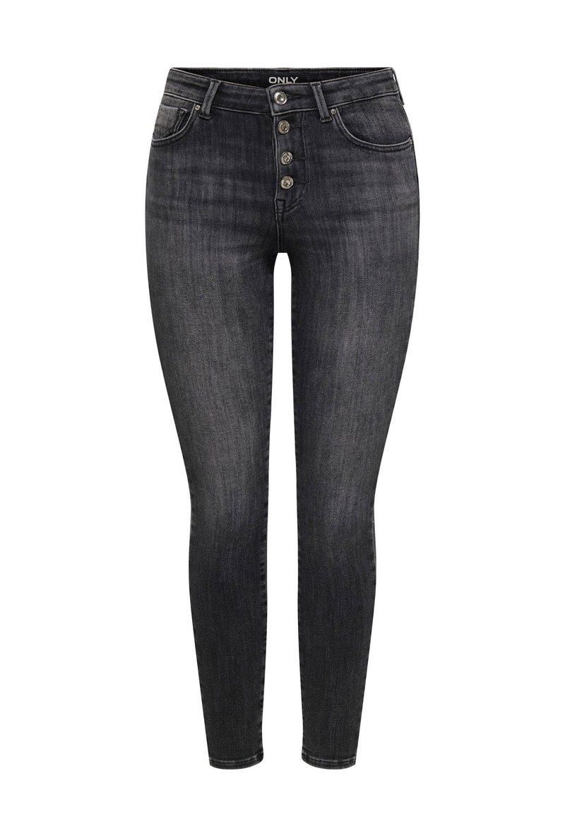 ONLY ONLPOWER PUSHUP FLY BUTTON - Jeans Skinny Fit - washed black/black ...