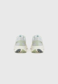Lightweight sneakers featuring a breathable mesh upper in gray and mint green, with a cushioned sole and rubber detailing on the outsole.