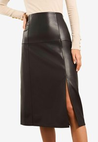 HIGH WAIST MIDI-REGULAR FIT - A-lõikeline seelik - black