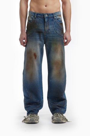 CUTLINE UNISEX - Loose Jeans - blue dirt washed